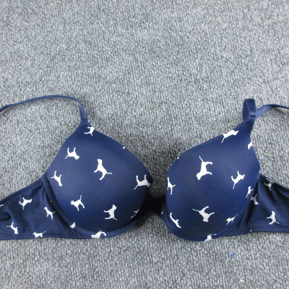 PINK Wear Everywhere Push-Up Bra Womens 36B Blue Dog Print Padded‎ Underwire